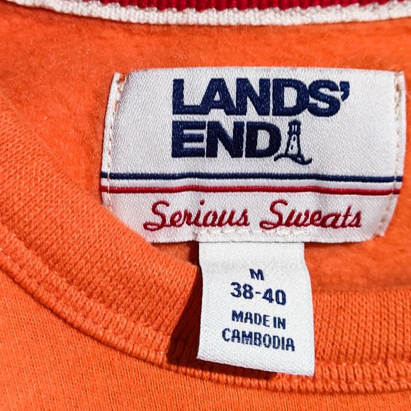 Lands End serious sweats fleece, flamingo orange, men's size medium - Picture 9 of 9